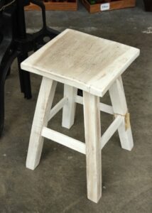 Wooden stool- tall whitewash square top.