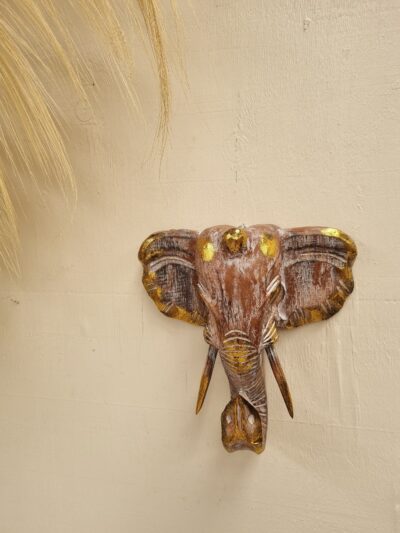 Wooden Elephant Head-large brown.
