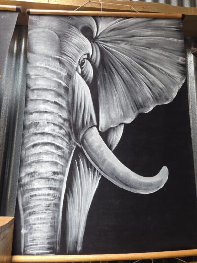 Velvet Scroll- Large Elephant.
