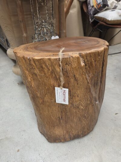 Teakwood log stool/side table.