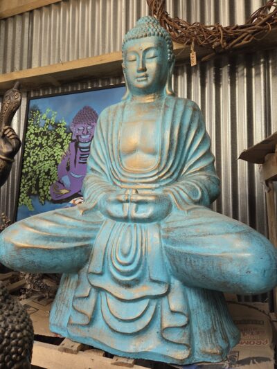 # 28 large. Sitting Buddha-blue/gold.