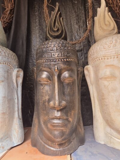 #35 Med Long fish Buddha Head-black/gold.