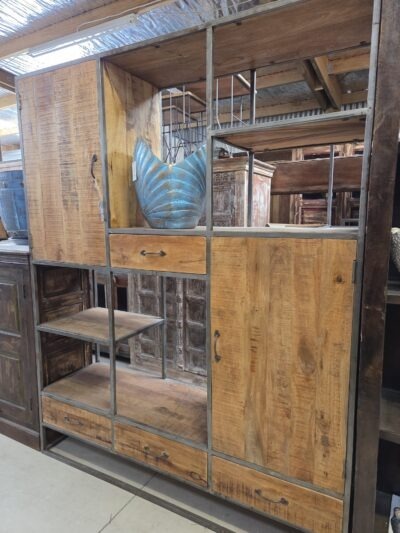 Wood and Iron shelving unit/Room divider.