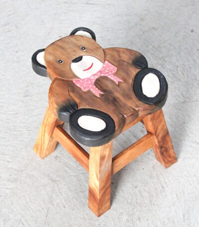 Kids Stool- Teddy with pink bow.